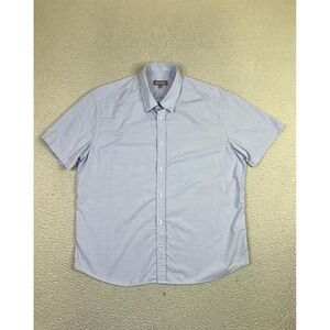 Ash & Erie Shirt Mens Large Blue Short Sleeve Button Front Bamboo Blend Casual